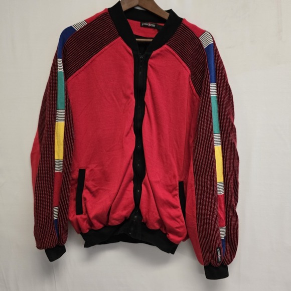 St. Croix Other - Vintage St. Croix Jacket With Colorful Arm Tape Cocoon Coat Cotton Red 52"